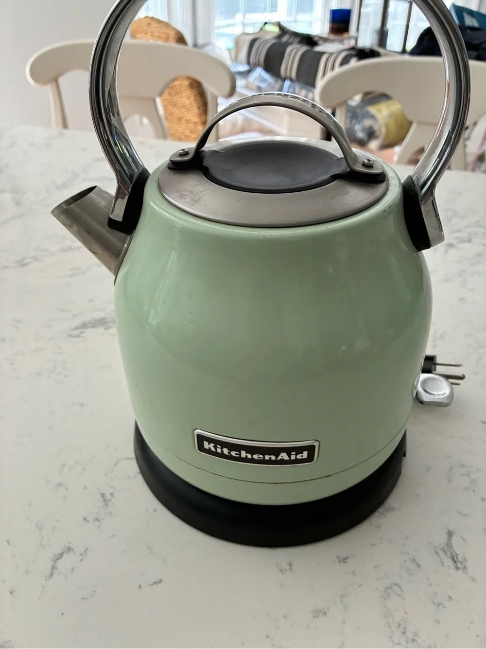 KitchenAid Sage Green Electric Whistling Kettle with Stainless Accents